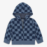 Baby cozy fleece zip hoodie in checkerboard