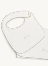 Baby Bib & Burp Cloth Set - Embroidered "Love"
