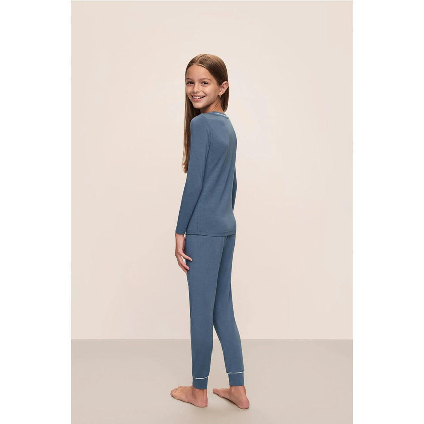 Kids TENCEL Modal Unisex Long PJ Set, Blue
