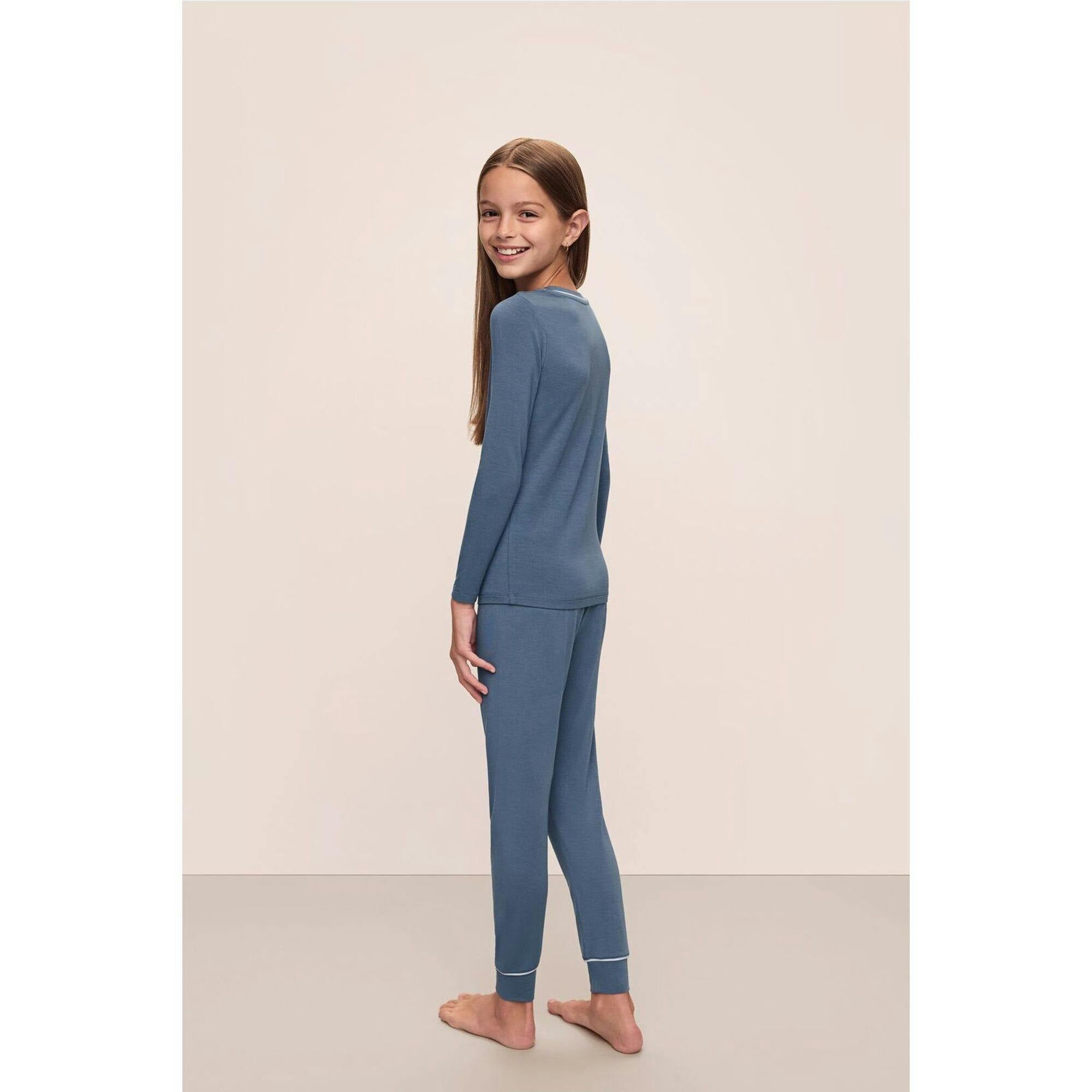 Kids TENCEL Modal Unisex Long PJ Set, Blue