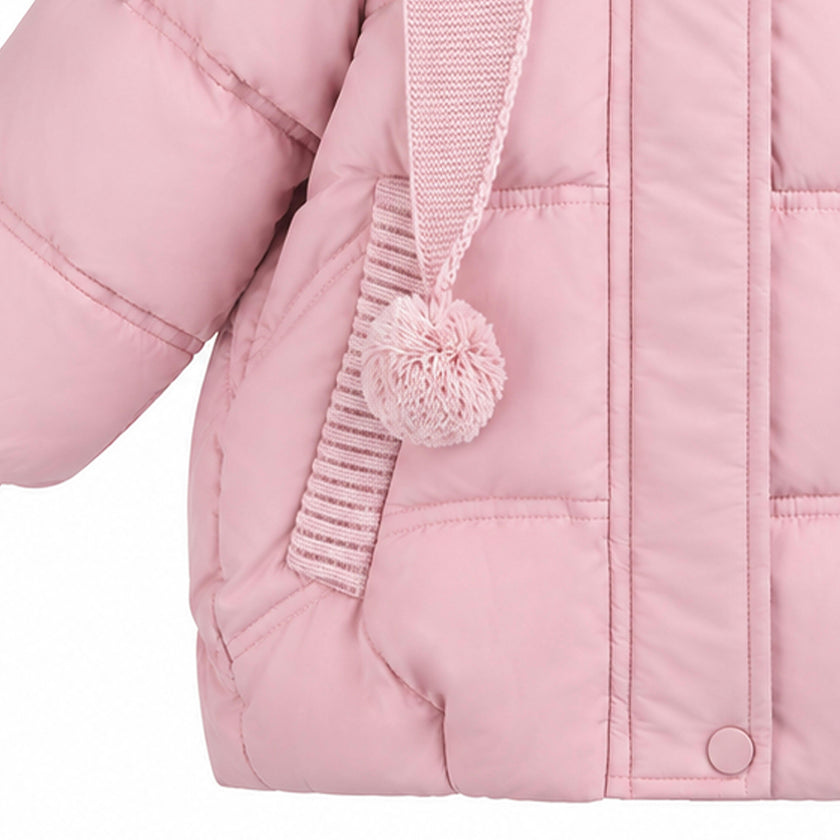 Light Pink Pom-Pom Puffer Jacket