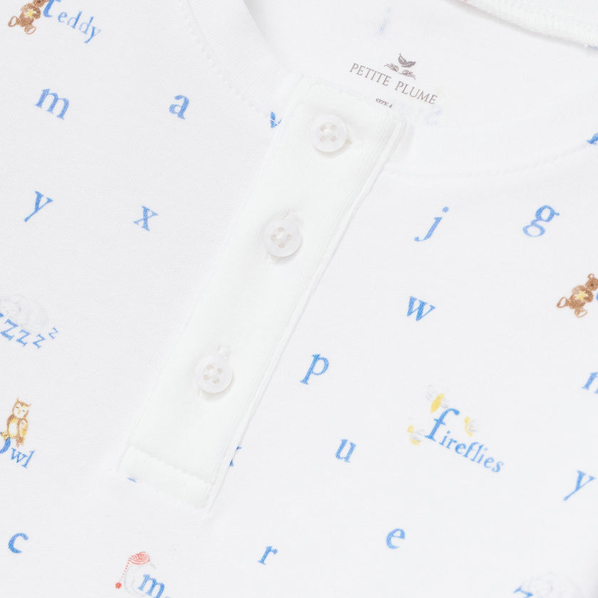 Kid's Pima Snug Fit Pajama Set in Letters and Lullabies