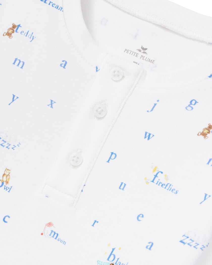 Kid's Pima Snug Fit Pajama Set in Letters and Lullabies