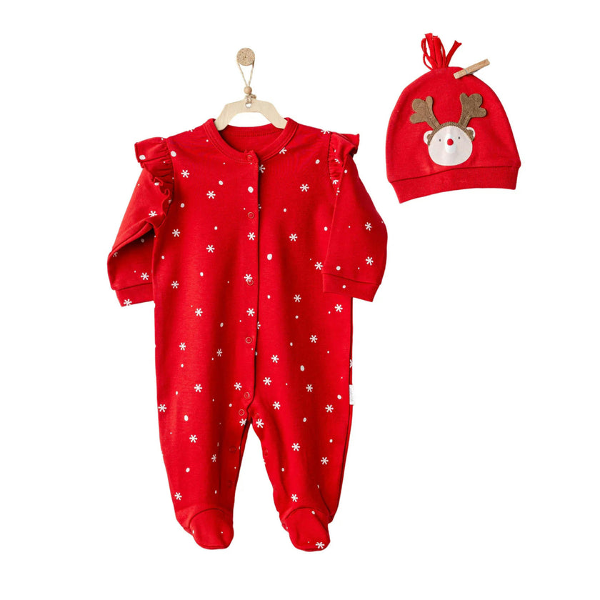 Red Holiday Ruffle Babygrow & Hat