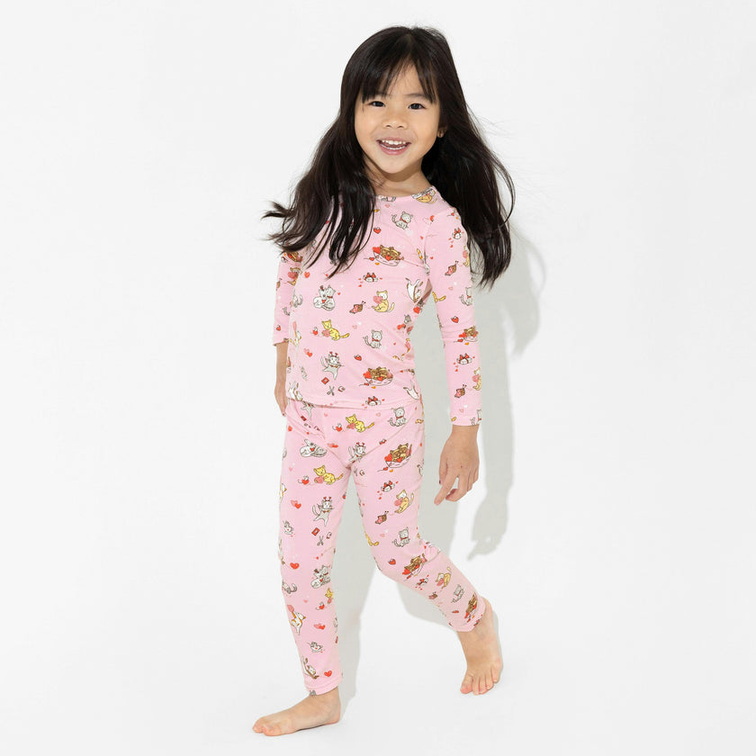 Valentines Kittens Bamboo Kids Pajamas