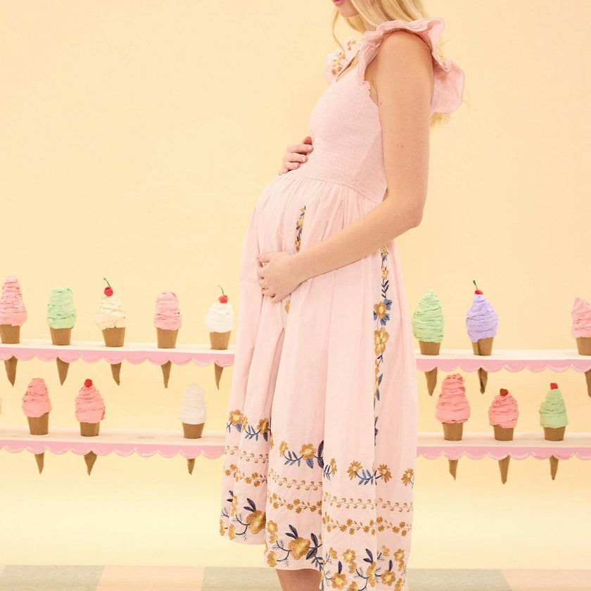 Hattie Dress in Embroidered Spring Floral