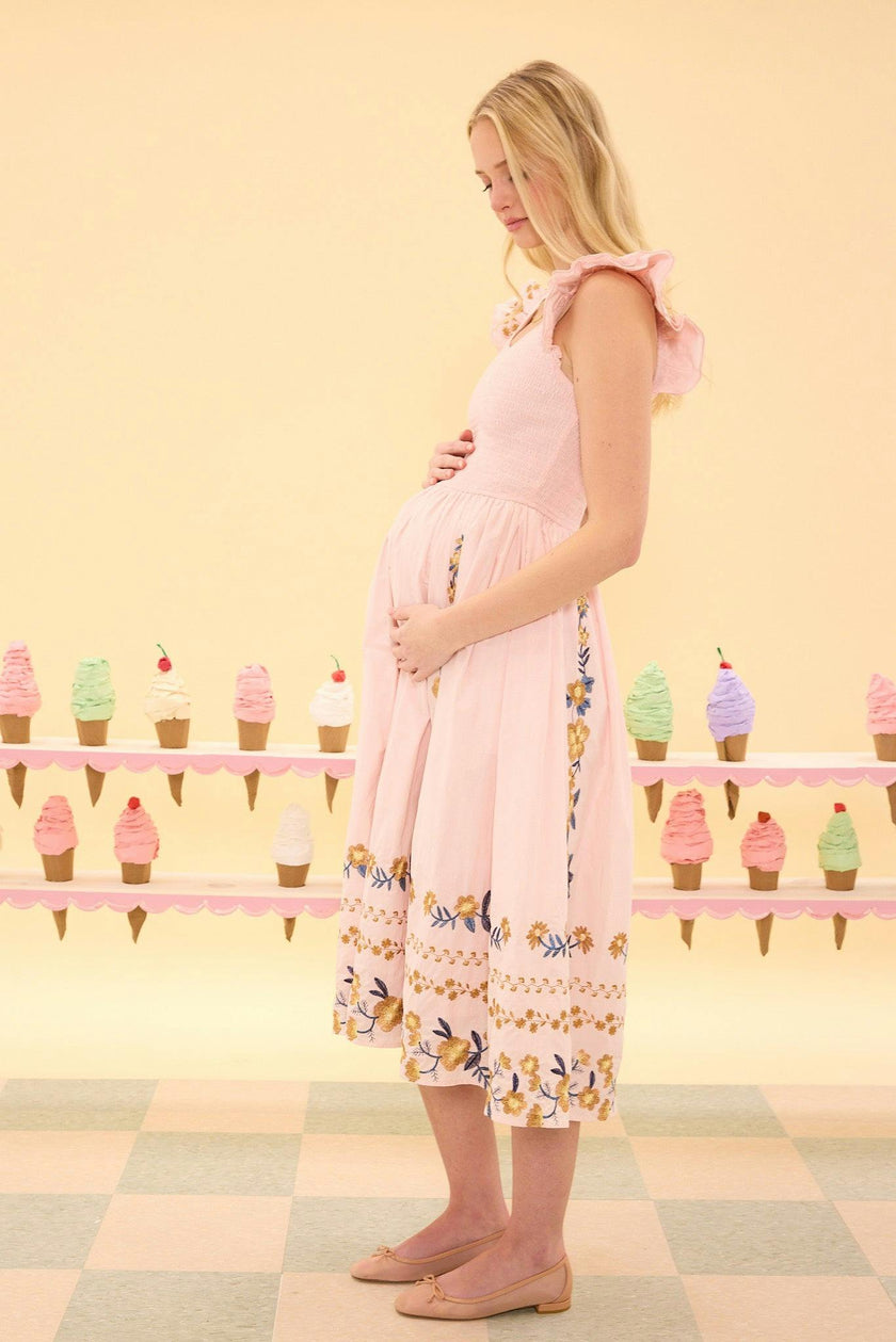 Hattie Dress in Embroidered Spring Floral
