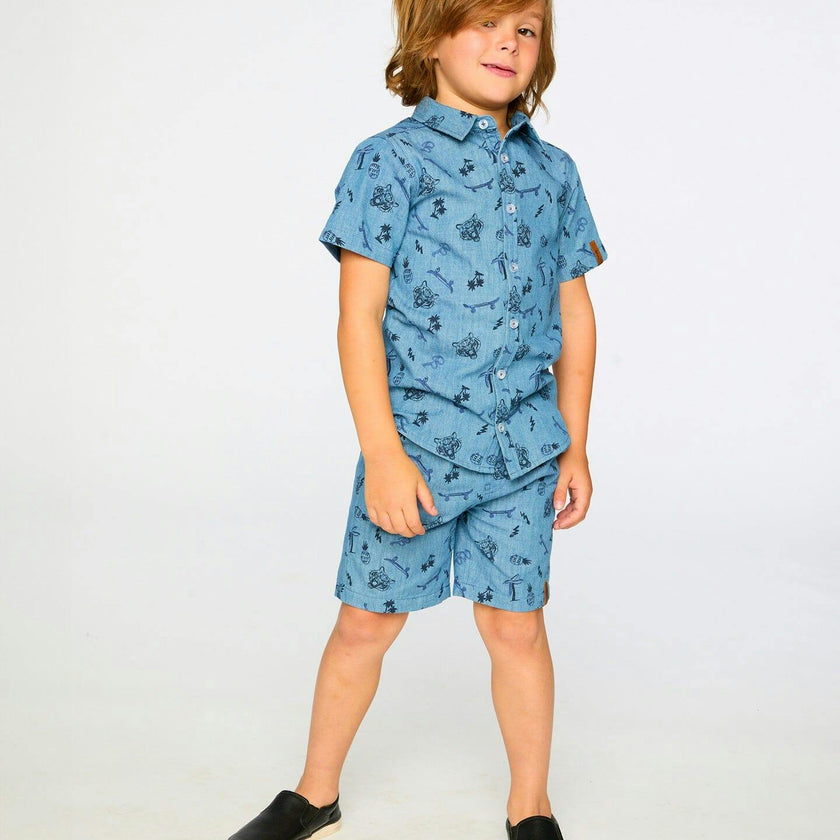 Chambray Short-Sleeve Shirt