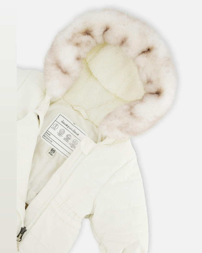 Baby One Piece Snowsuit For Car Seats Off White