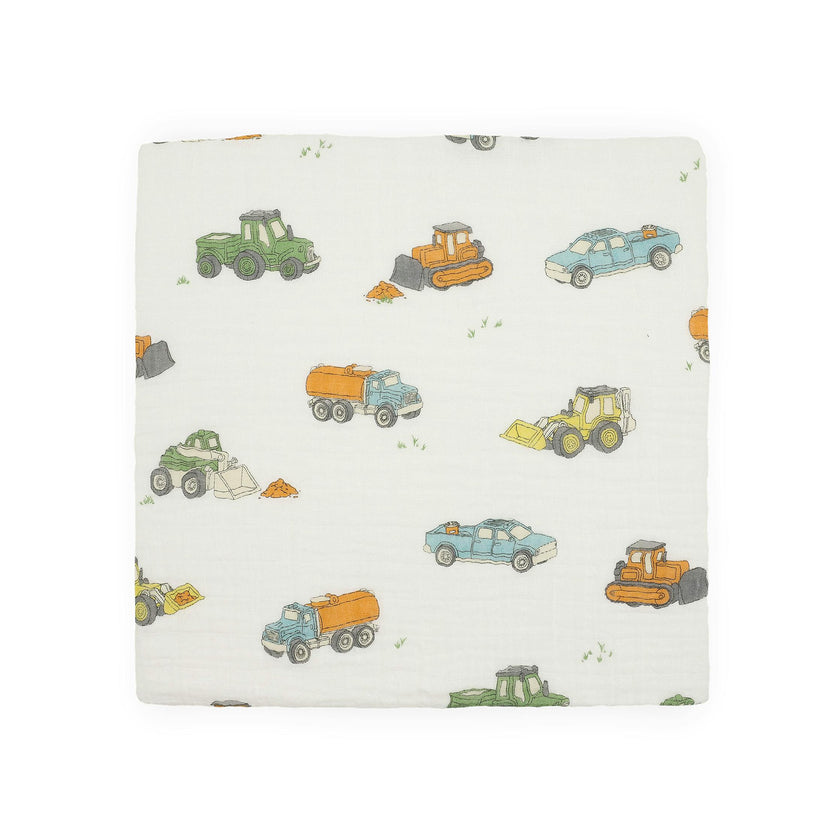 Cotton Muslin Swaddle Blanket 3 Pack - Work Trucks