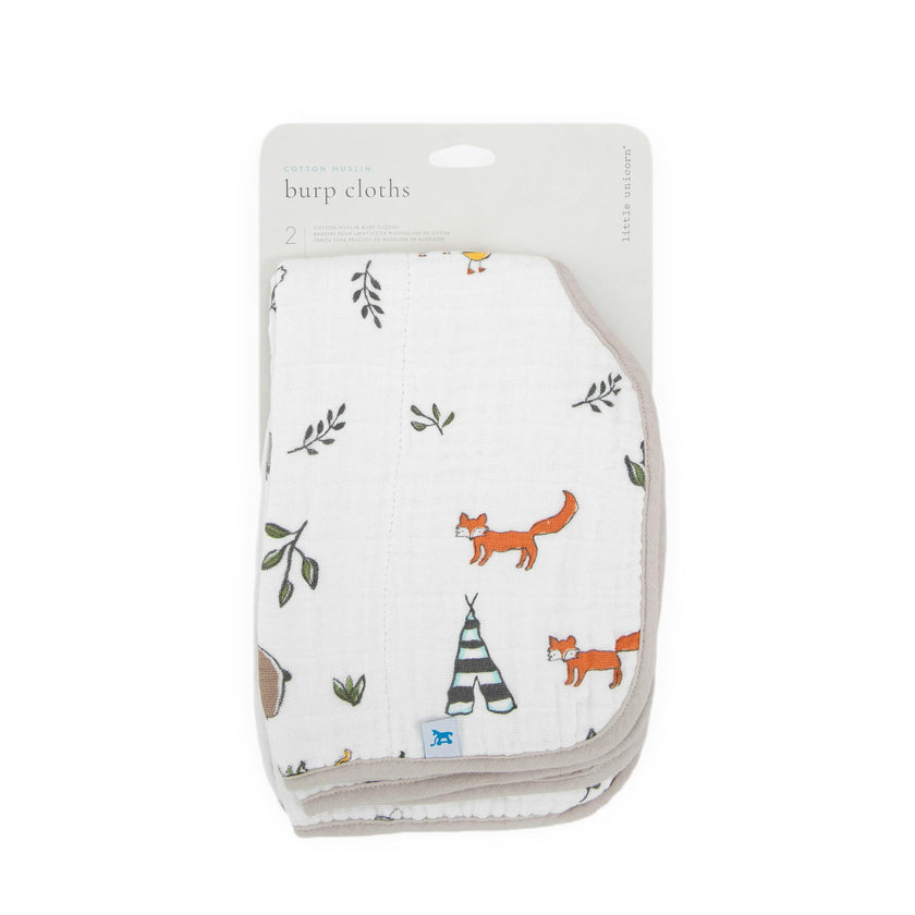 Cotton Muslin Burp Cloth 2 Pack - Forest Friends