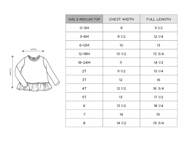 Girls Long Sleeve Peplum Set in Lavender Cloud Checkered