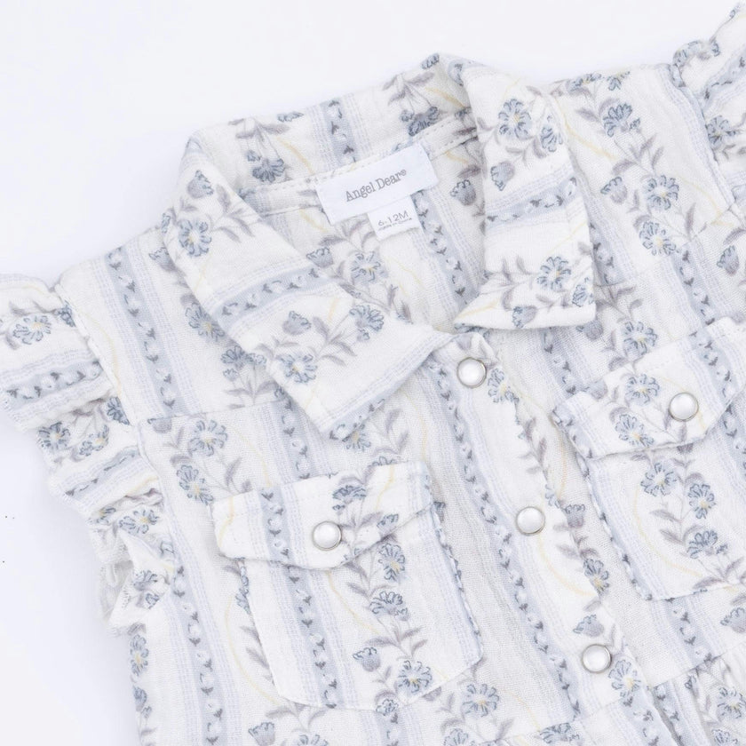 Kimberly Floral Stripe - Western Pearl Snap Dress & Bloomer