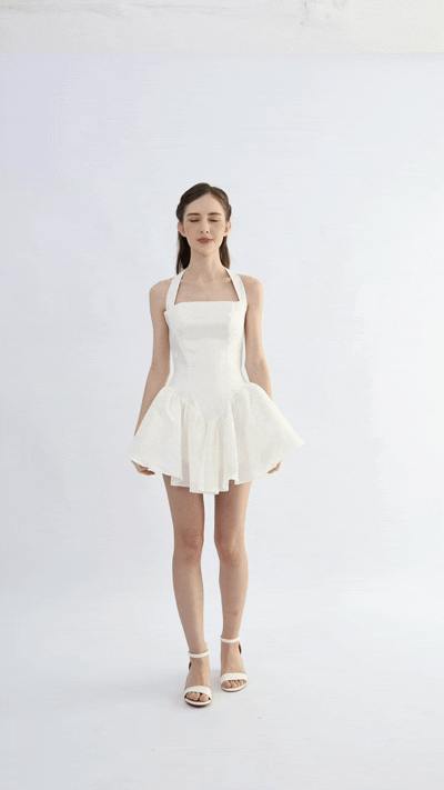 White Ladera Halter Flared Dress