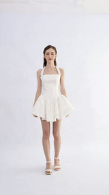 White Ladera Halter Flared Dress