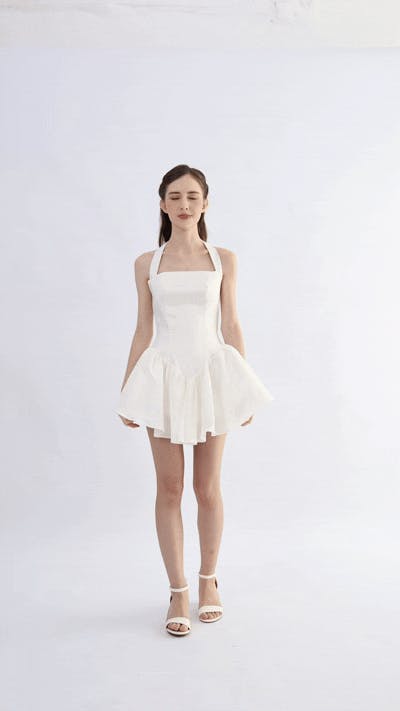 White Ladera Halter Flared Dress