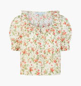 The Camri Top - Primrose Bouquet Ivory/Coral