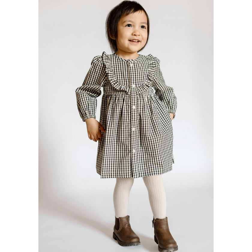 Indigo Gingham Dress, Blue