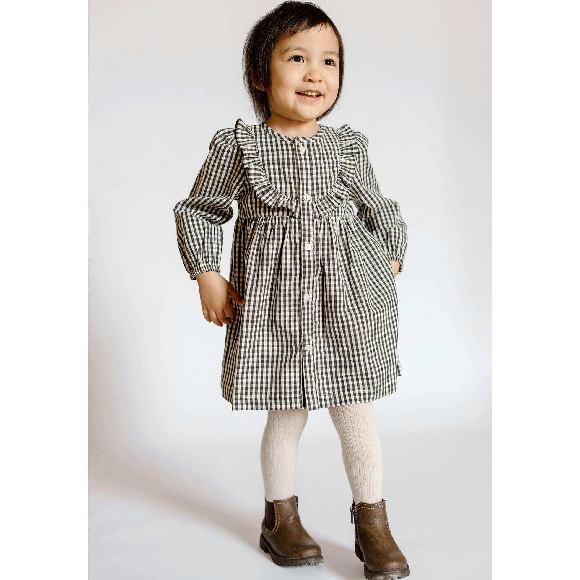 Indigo Gingham Dress, Blue