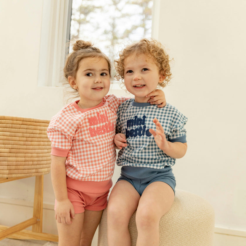 Checkered Mini Bestie Shorts Blue/White