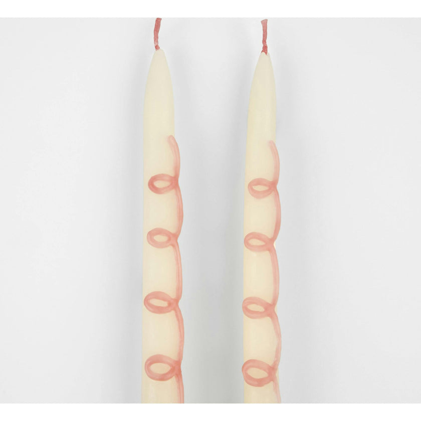 Pink Swirl Taper Candles