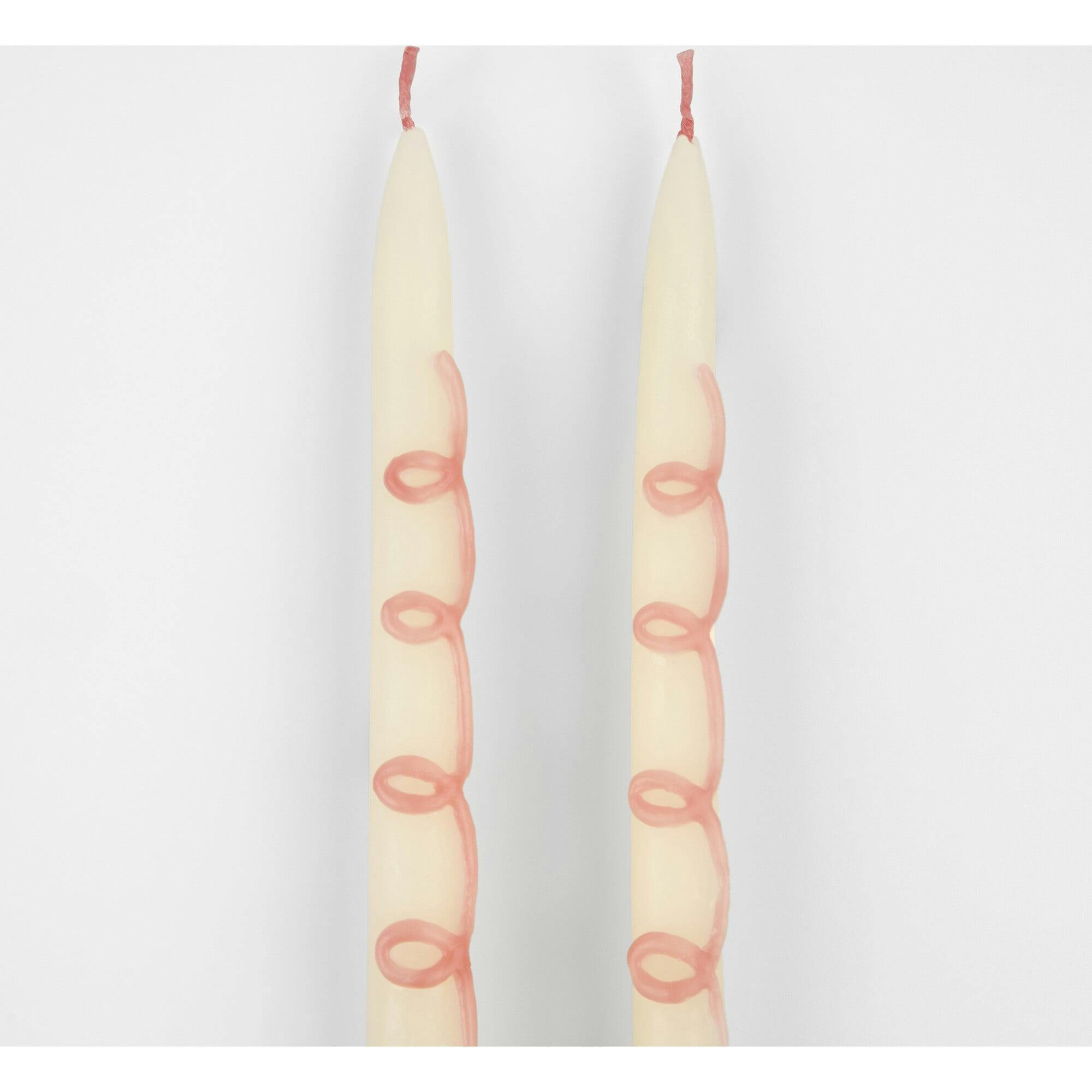 Pink Swirl Taper Candles