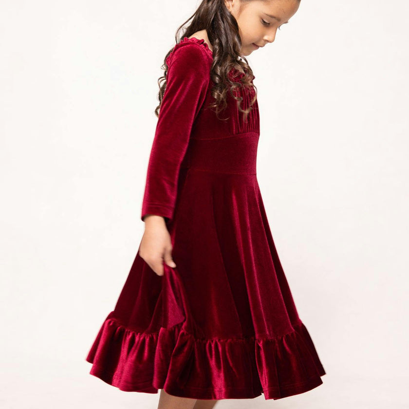 Mini Cypress Dress in Wine Velvet