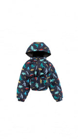 Blake Hooded Reversible Lightweight Down Puffer Jacket, Dinosaur Dudes