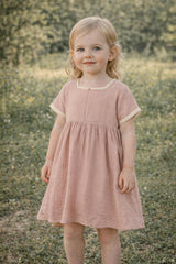 Gauze Crochet Short Sleeve Dress