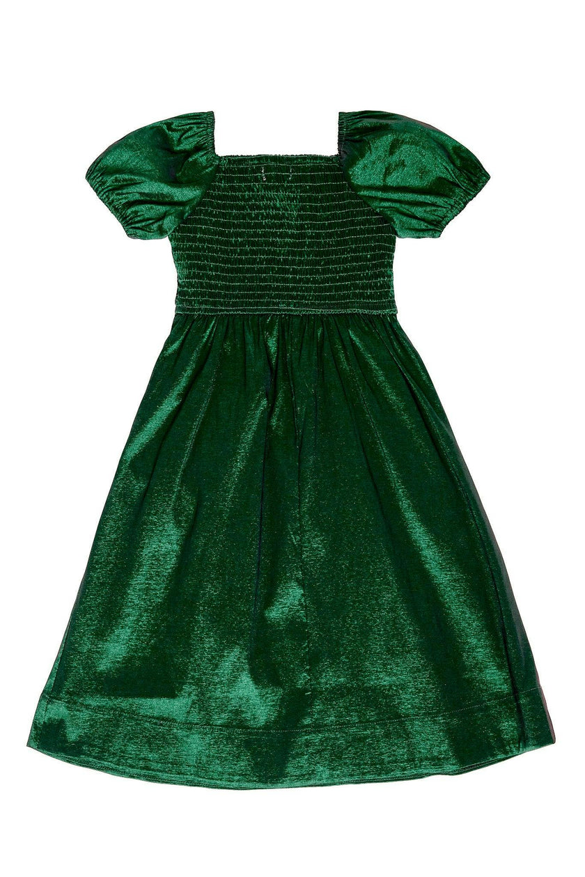 Mini Cassie Dress in Green Taffeta