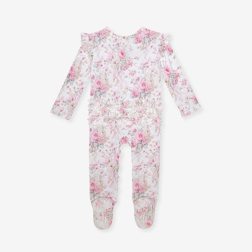 Roberta Picot Footie Ruffled Zippered One Piece