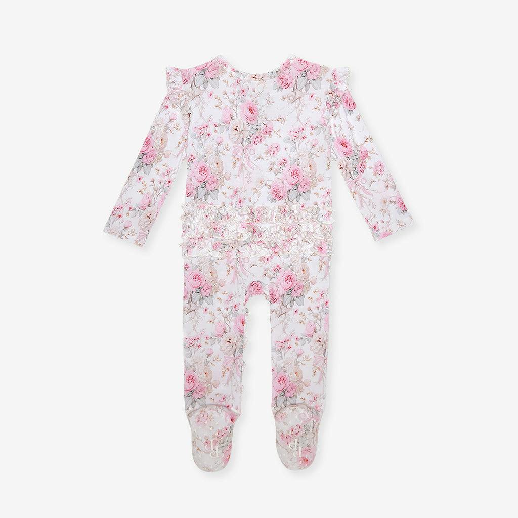 Roberta Picot Footie Ruffled Zippered One Piece