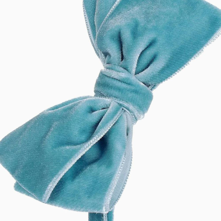 Velvet Big Bow Alice Band in Blue