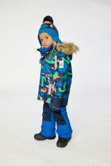 Two Piece Discover Snowsuit Blue Dinosaur Print
