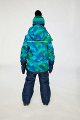 Two Piece Play Snowsuit Blue and Green Checkered Print with Navy Pants