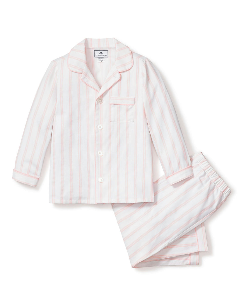 Kid's Twill Pajama Set in Pink Stripe