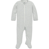 Baby organic zip footie in stripe