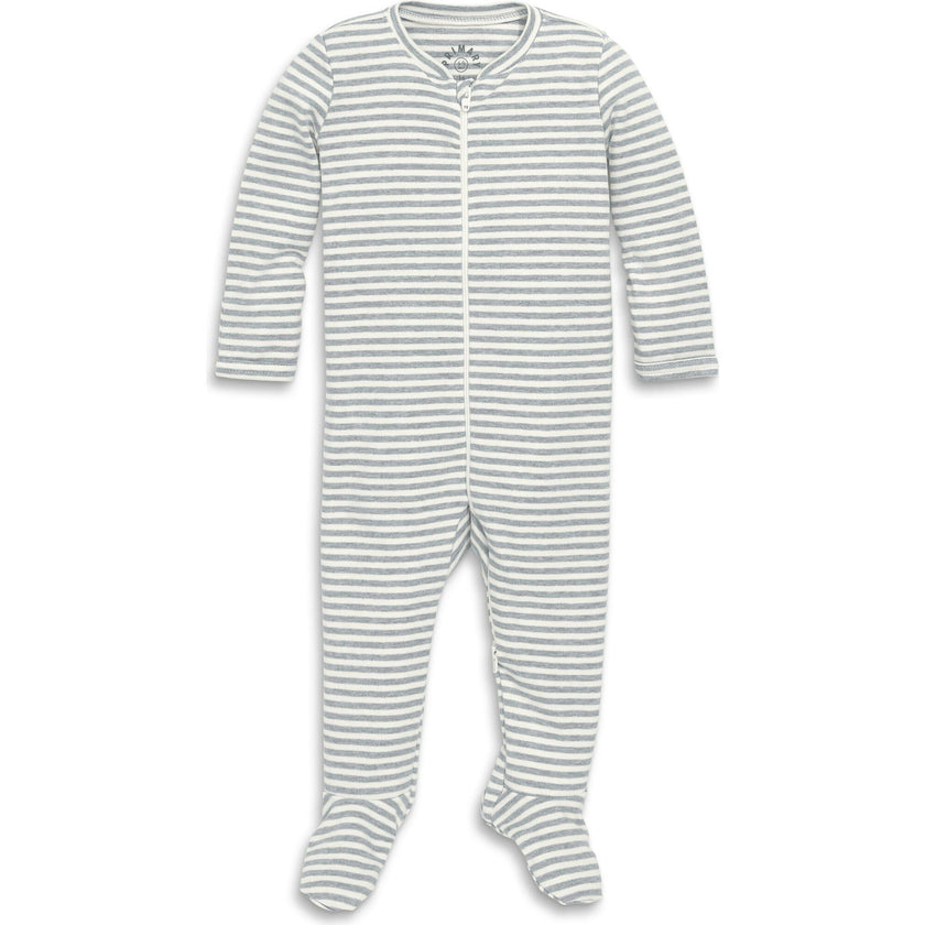 Baby organic zip footie in stripe