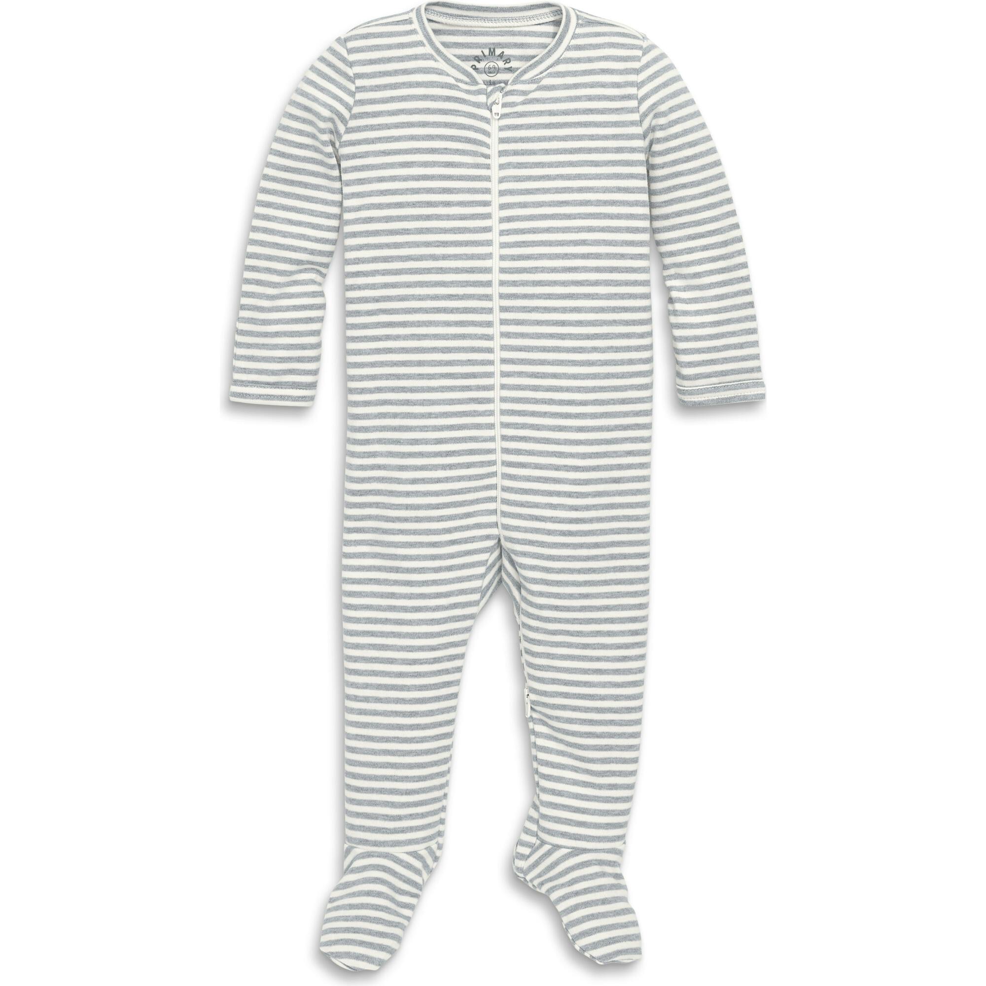 Baby organic zip footie in stripe