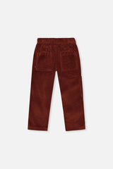 Stretch Corduroy Pants with Cargo Pocket Reddish-Brown