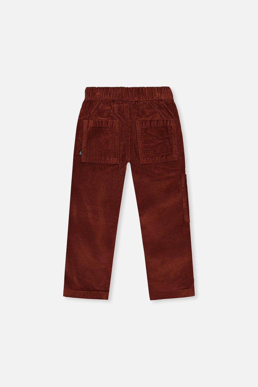 Stretch Corduroy Pants with Cargo Pocket Reddish-Brown