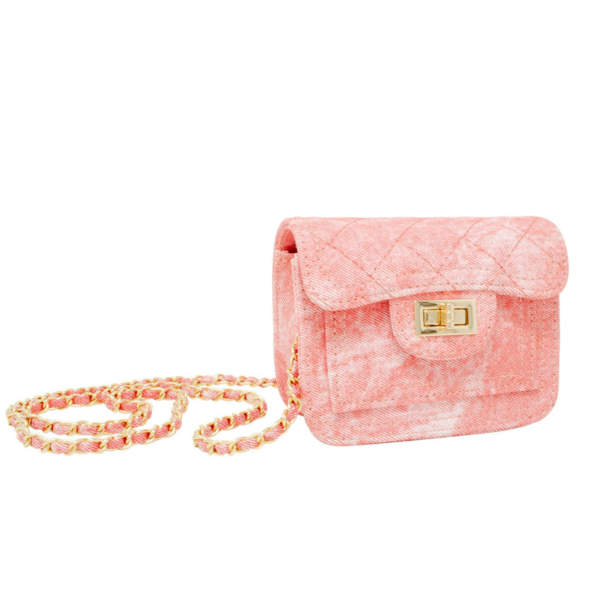 Tie-Dye Quilted Denim Handbag - Pink