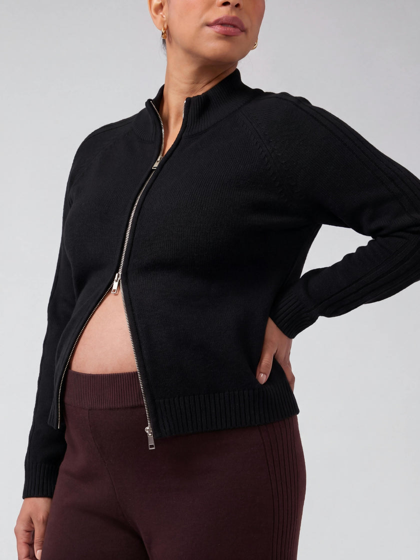 Funnel Neck Raglan Knit Maternity Cardigan