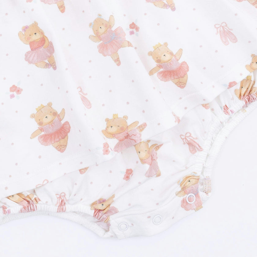 Teddy Bear Ballerina - Smocked Ruffle Bubble with Skirt