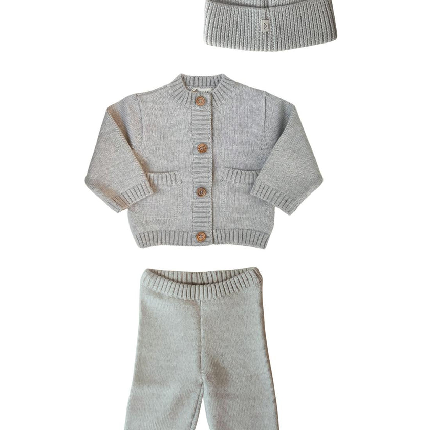 Merino Wool Baby Gift Set in Light Heather Gray