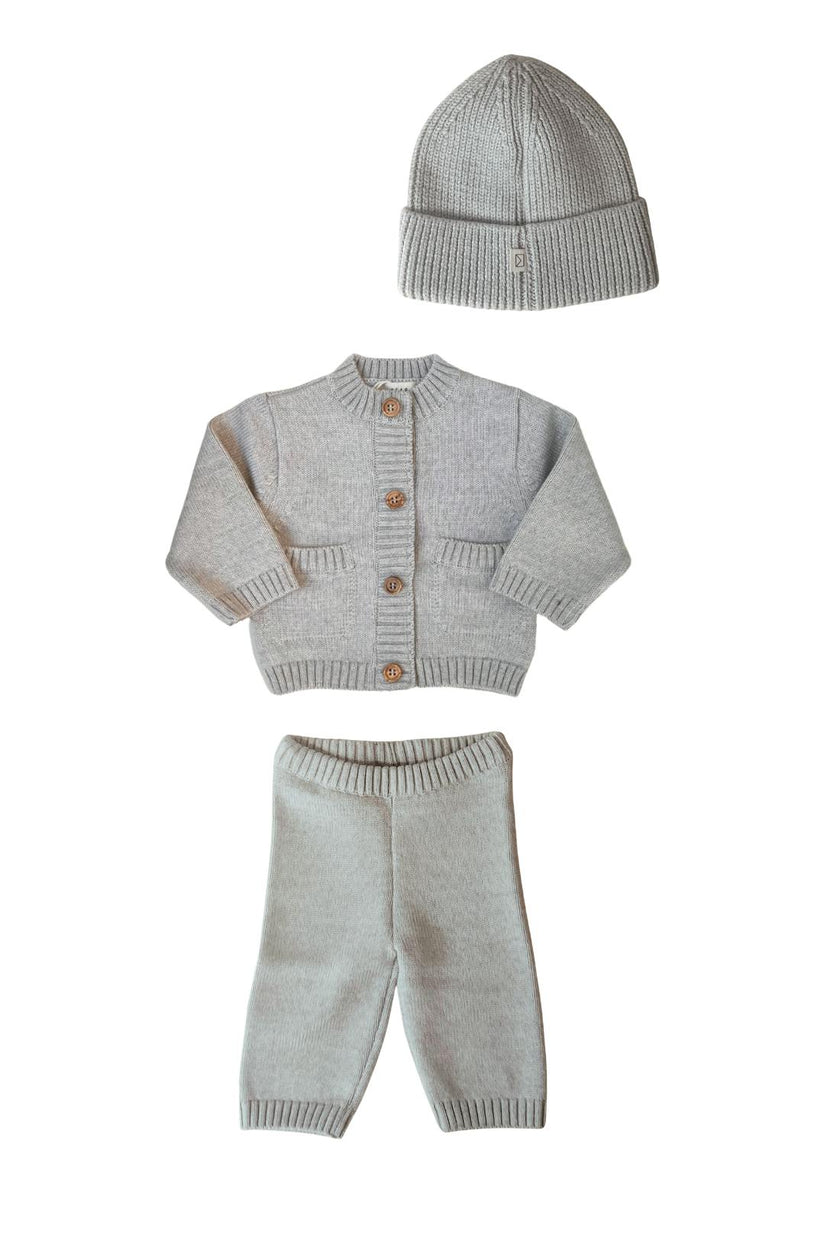Merino Wool Baby Gift Set in Light Heather Gray