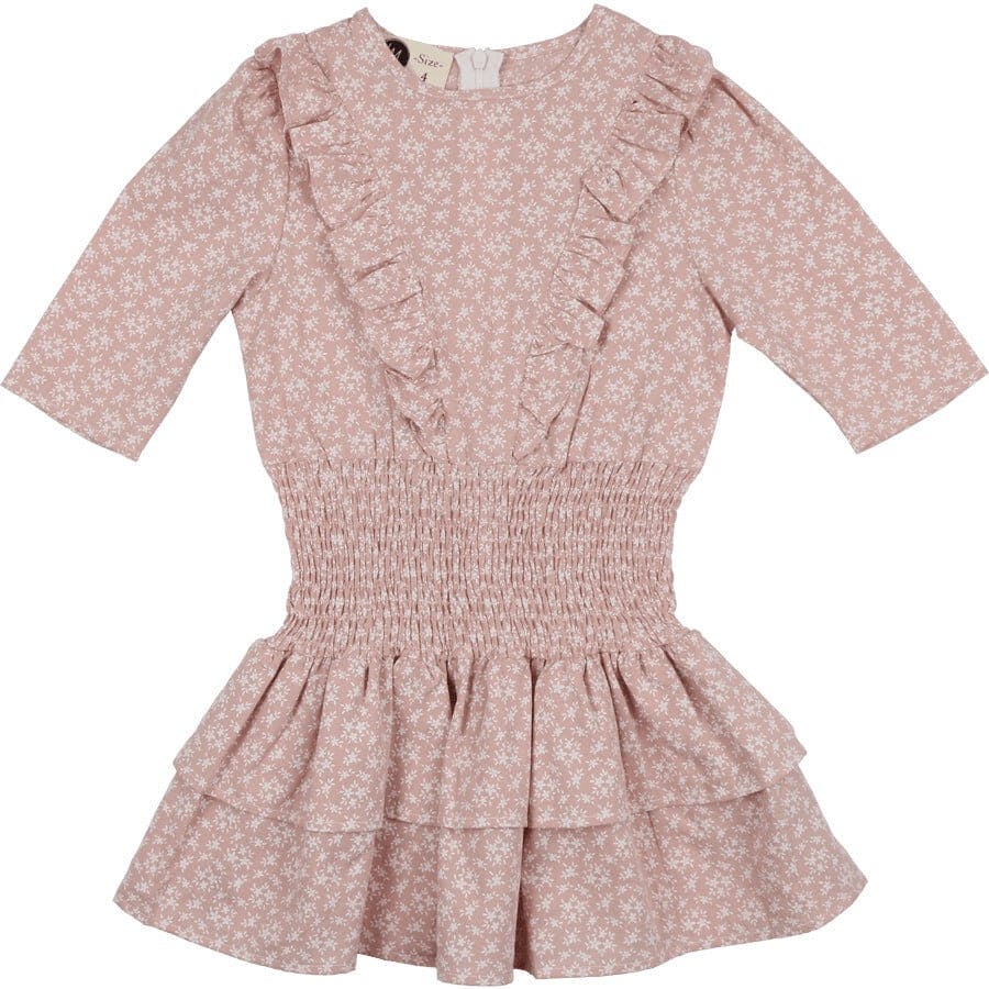 Textured Floral 3/4 Sleeve Peplum Dress