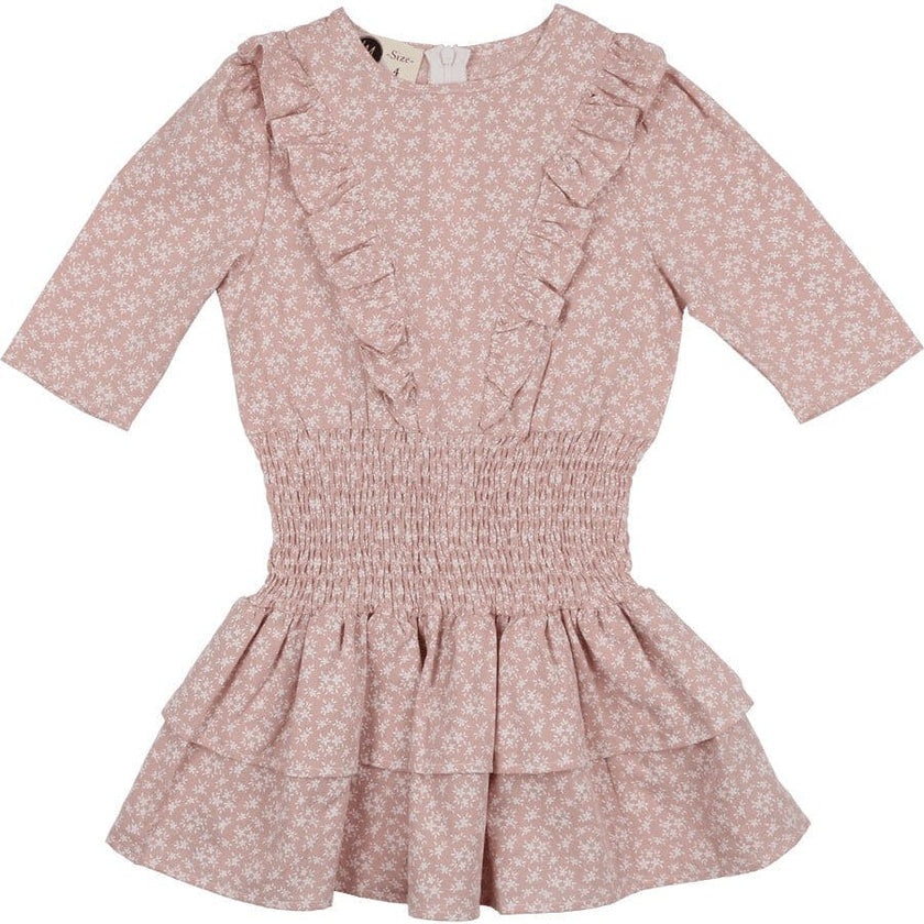 Textured Floral 3/4 Sleeve Peplum Dress