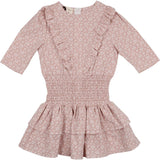 Textured Floral 3/4 Sleeve Peplum Dress