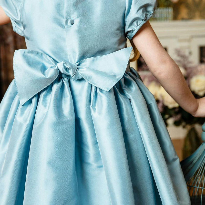 Astrid Blue Taffeta Smocked Girl Dress